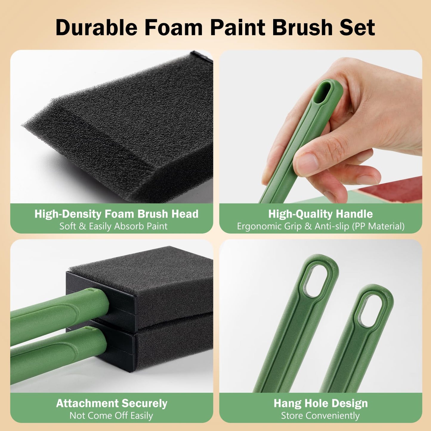 2 inch Sponge Brushes Set with Detachable Handle -8 pack