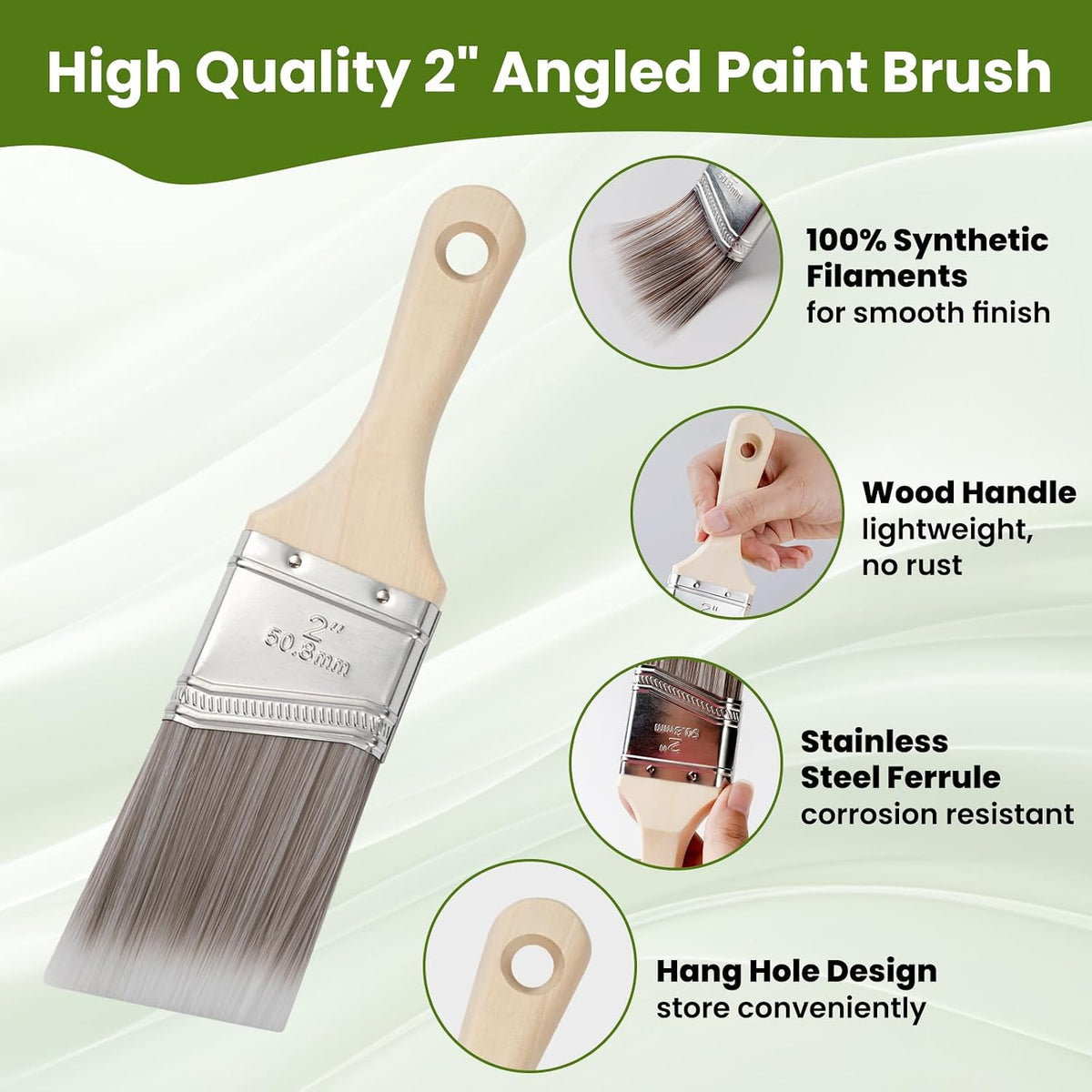 YiBaiBrush Paint Bucket Hand Held with 2" Paint Brush for Walls, 9 Pack