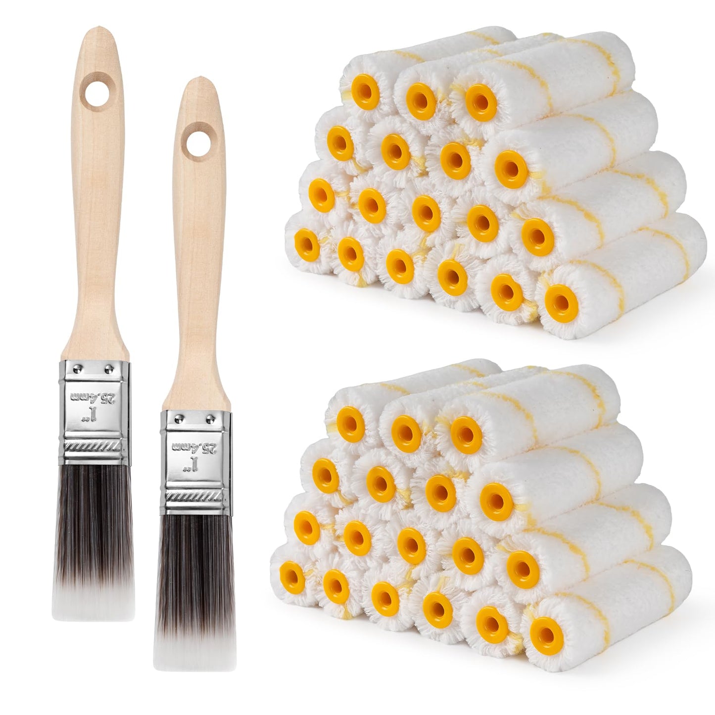 4 Inch 3/8" Nap Mini Microfiber Paint Roller Covers-25 Pack