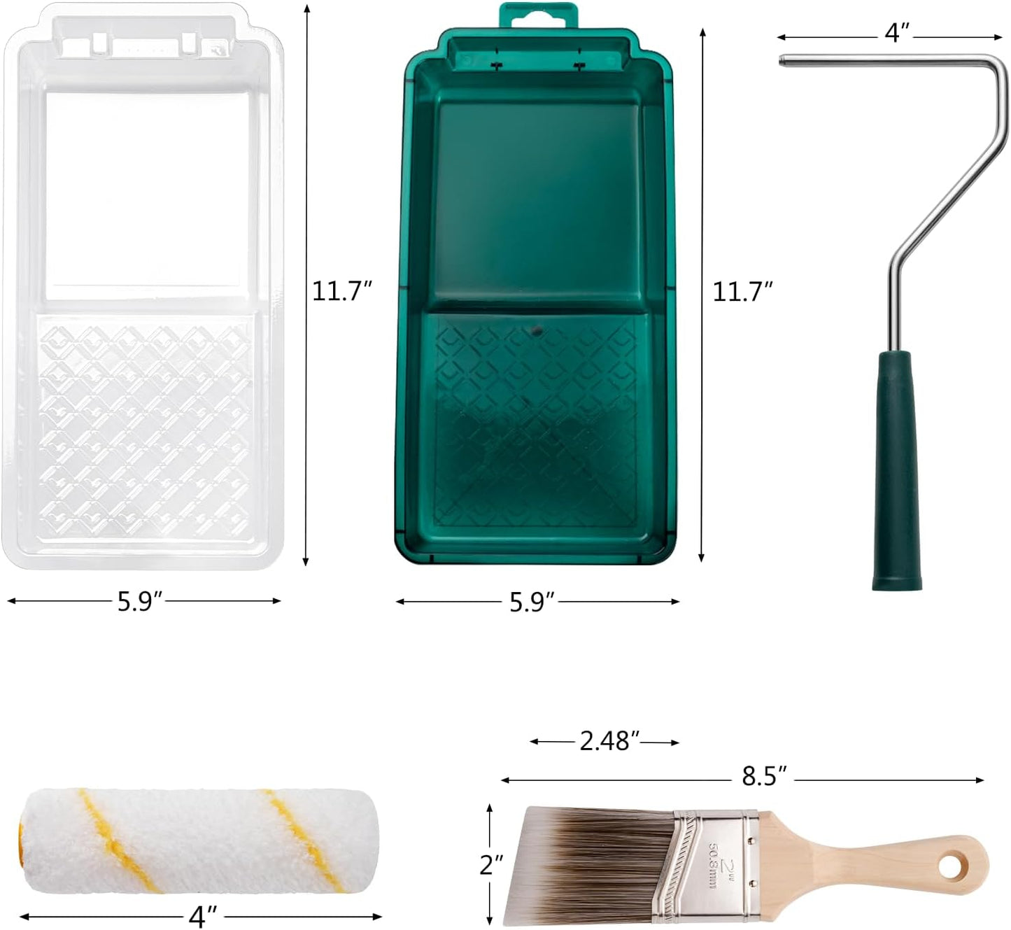 Paint Roller Kit, 17 Pack, 4 Inch Paint Roller, Small Paint Roller with Tray Liners