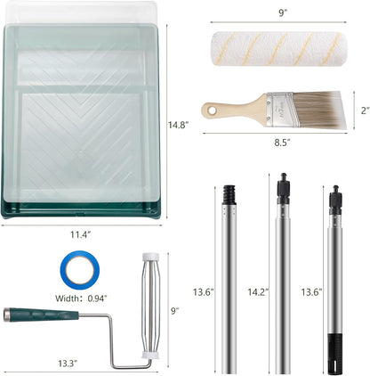 9 Inch Microfiber Paint Roller Kit with 3 FT Extension Pole