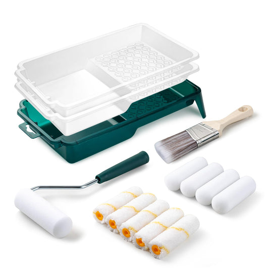 4 Inch Small Paint Roller Kit with Tray Liners -15 Pack