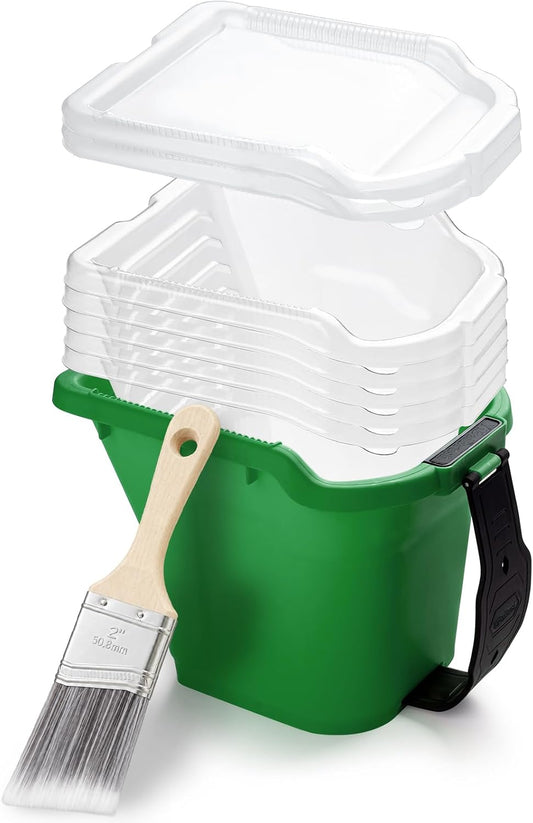 YiBaiBrush Paint Bucket Hand Held with 2" Paint Brush for Walls, 9 Pack