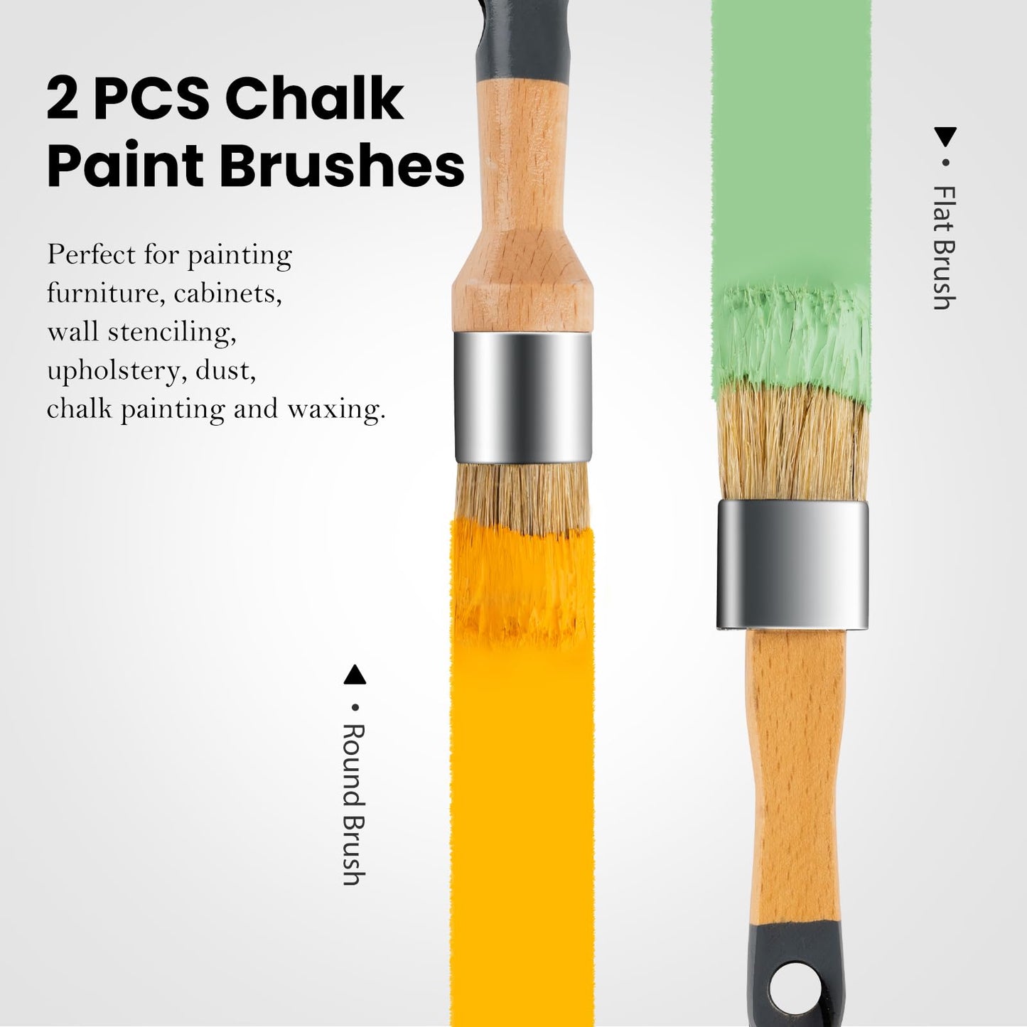 Chalk Paint Brush, 2 Pack Wax Brushes and Chalk Paint for Furniture DIY Art Crafts