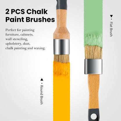 Chalk Paint Brush, 2 Pack Wax Brushes and Chalk Paint for Furniture DIY Art Crafts