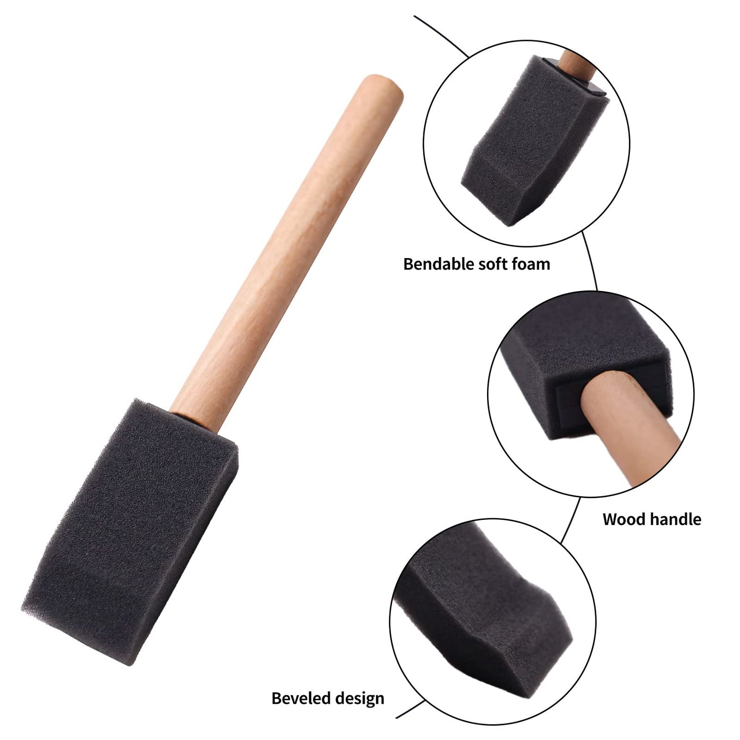 1 Inch Sponge Foam Paint Brushes, 27 Pack