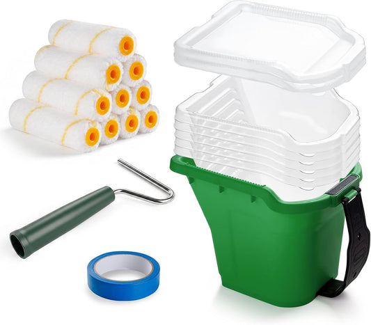 Paint Bucket Hand Held with Lids, 4" Paint Roller Kit, 20 Pack