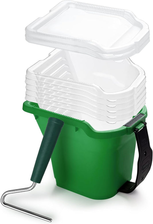 9 PCS Paint Bucket Hand Held with Roller Frame, Paint Cup Liners
