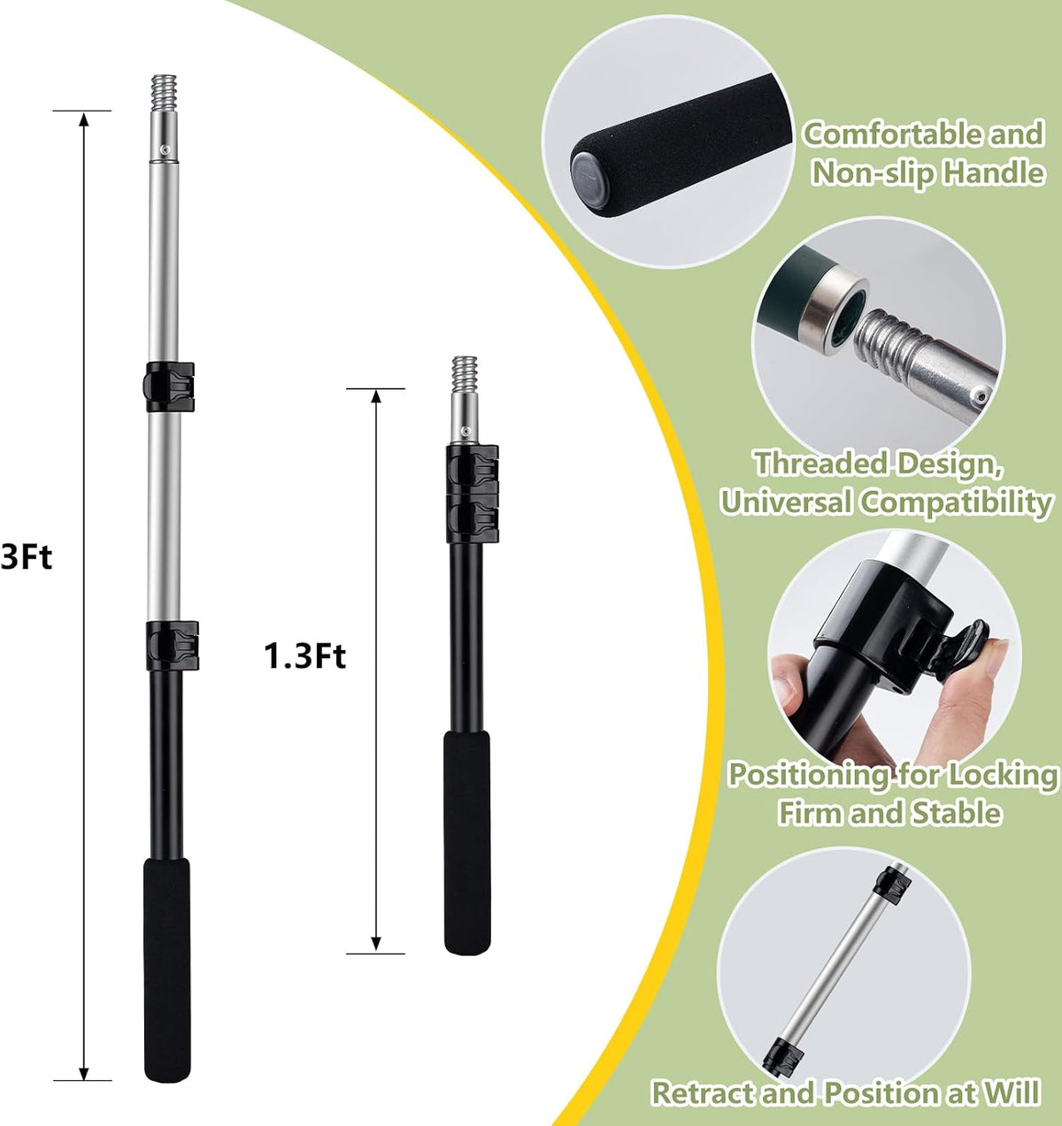 10‑Piece Paint Roller Kit with 3 FT Extension Pole, 9" Rollers