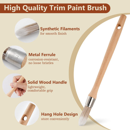 0.6 Inch Trim Paint Brush, 3 Pack