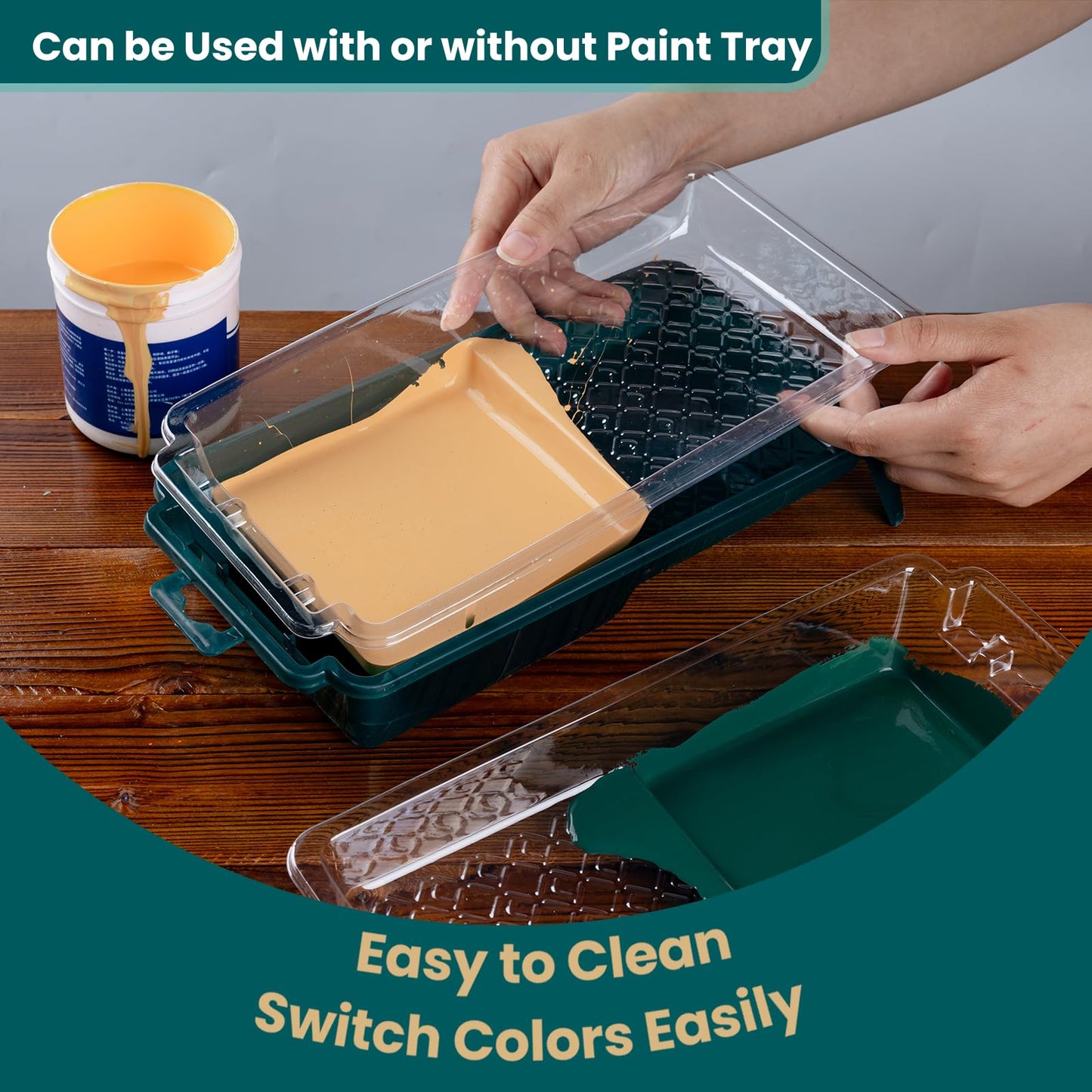 4 Inch Microfiber/Foam Paint Roller Kit with Paint Tray-14 pack