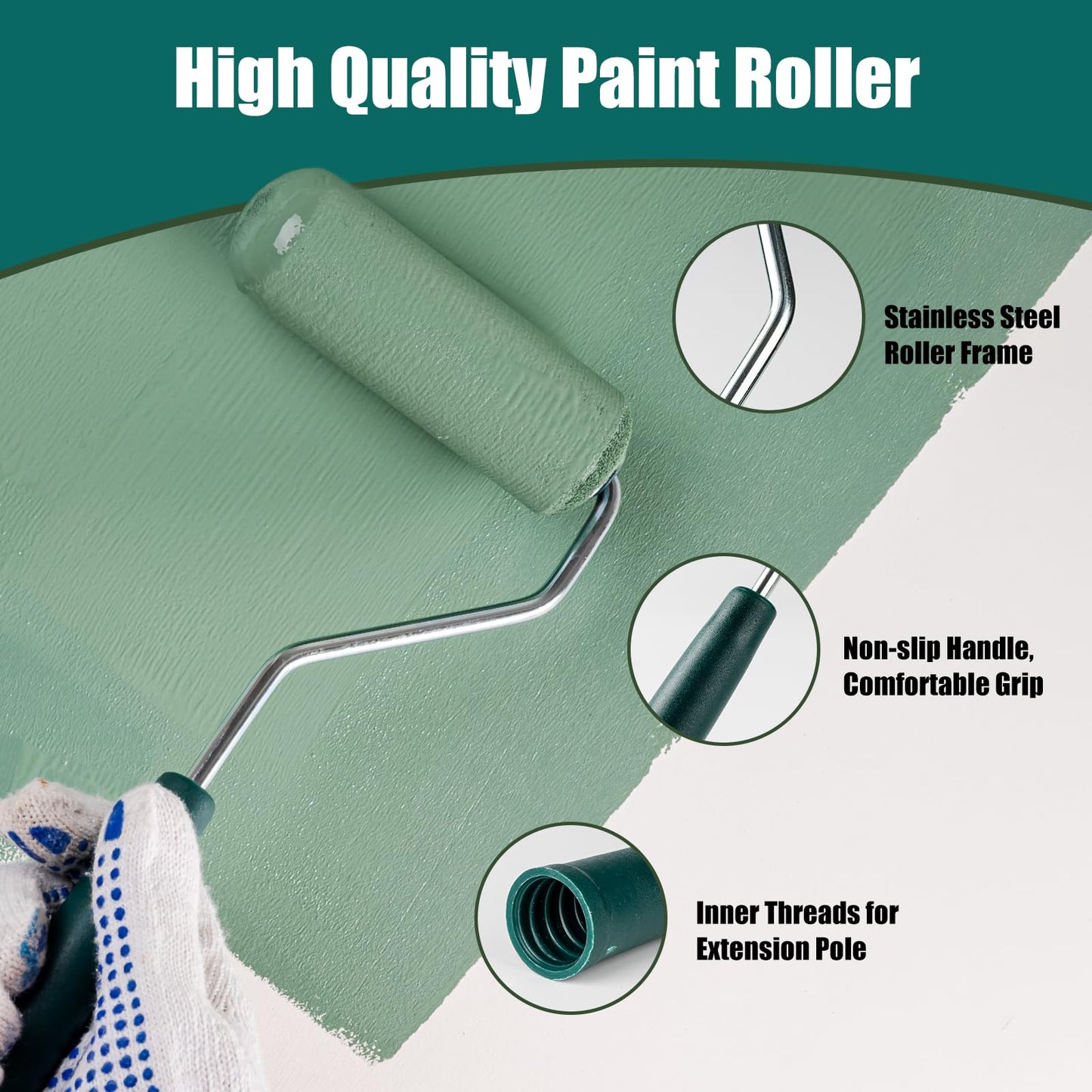 4 Inch Microfiber/Foam Paint Roller Kit with Paint Tray-14 pack