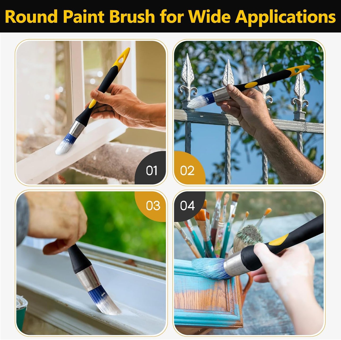 0.7 Inch Trim Paint Brush, 3 Pack