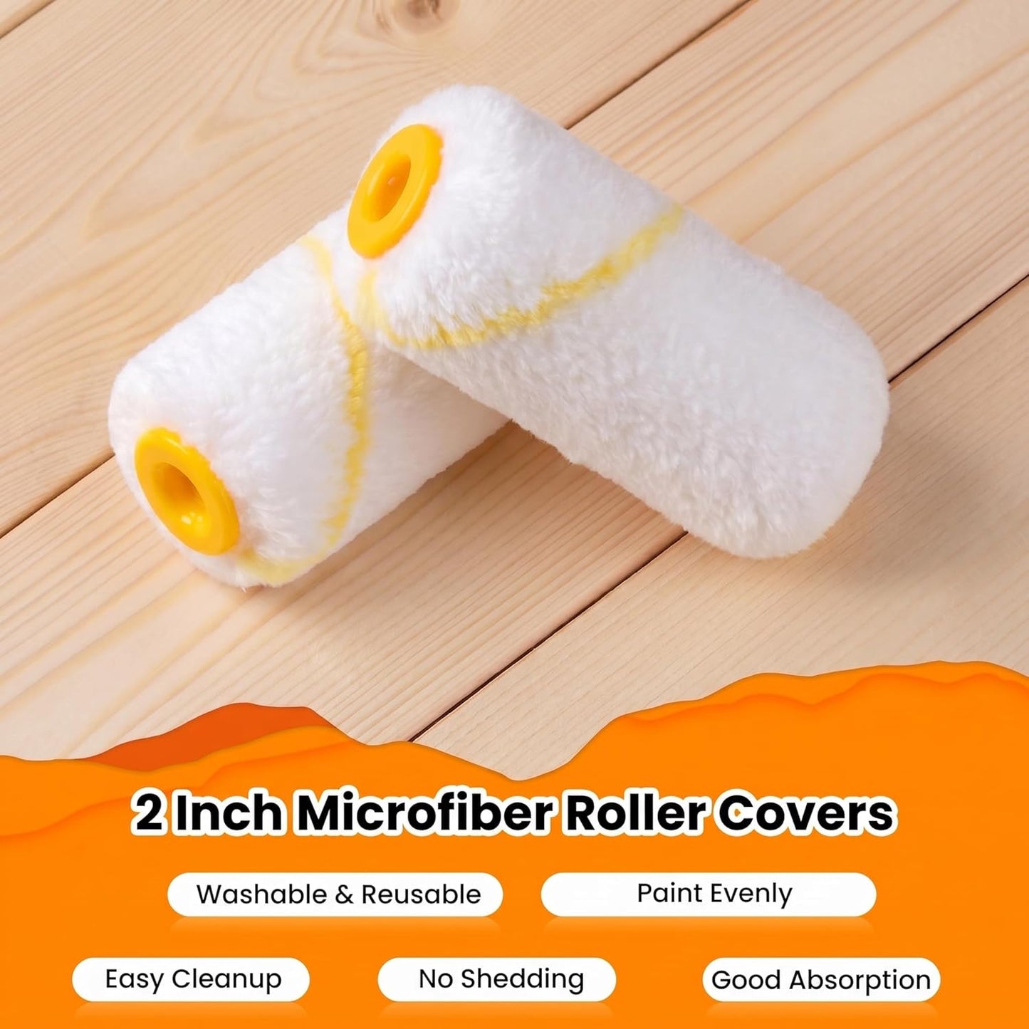 2 Inch 3/8" Nap Microfiber Mini Paint Rollers Covers-12 Pack