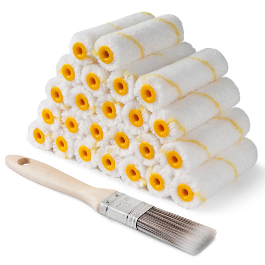 4 Inch 3/8" Nap Mini Microfiber Paint Roller Covers-25 Pack