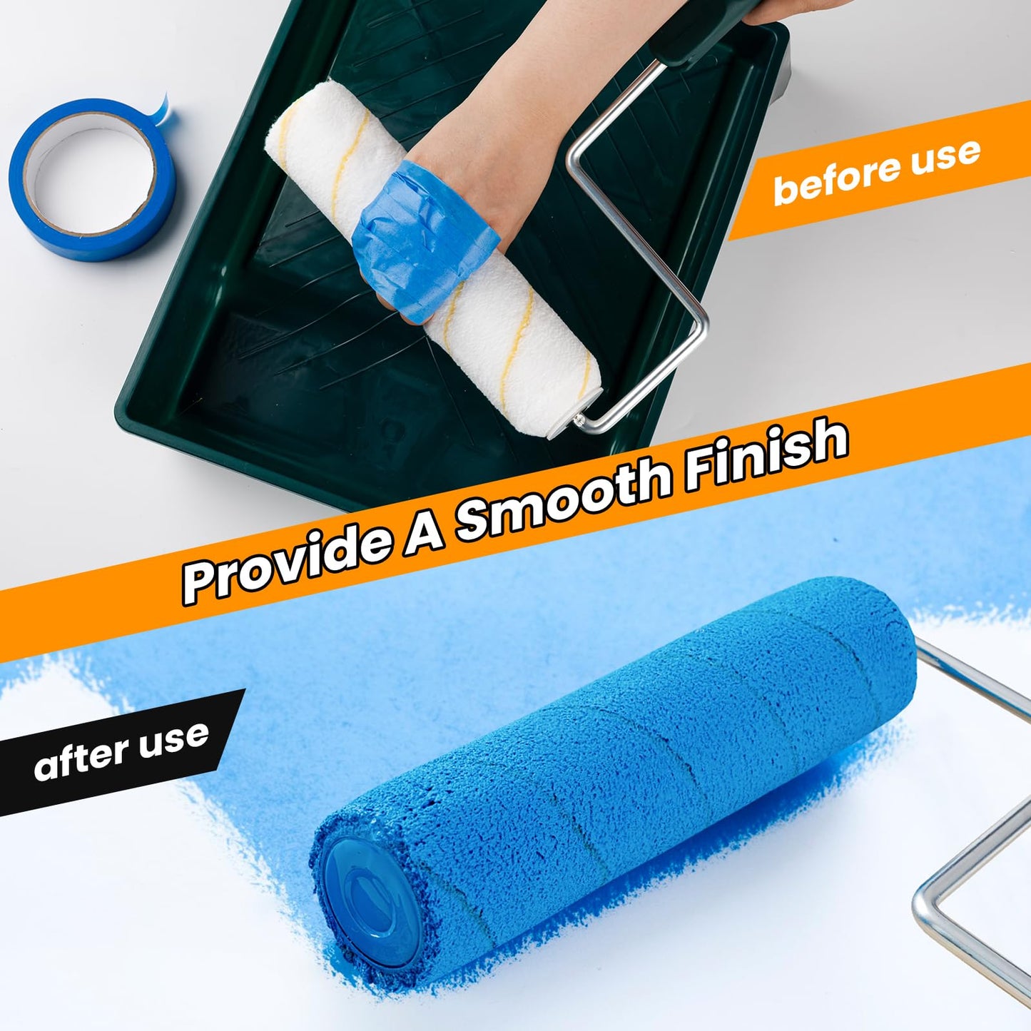 9 Inch 3/8" Nap Microfiber Paint Roller Covers-5/12/18 Pack