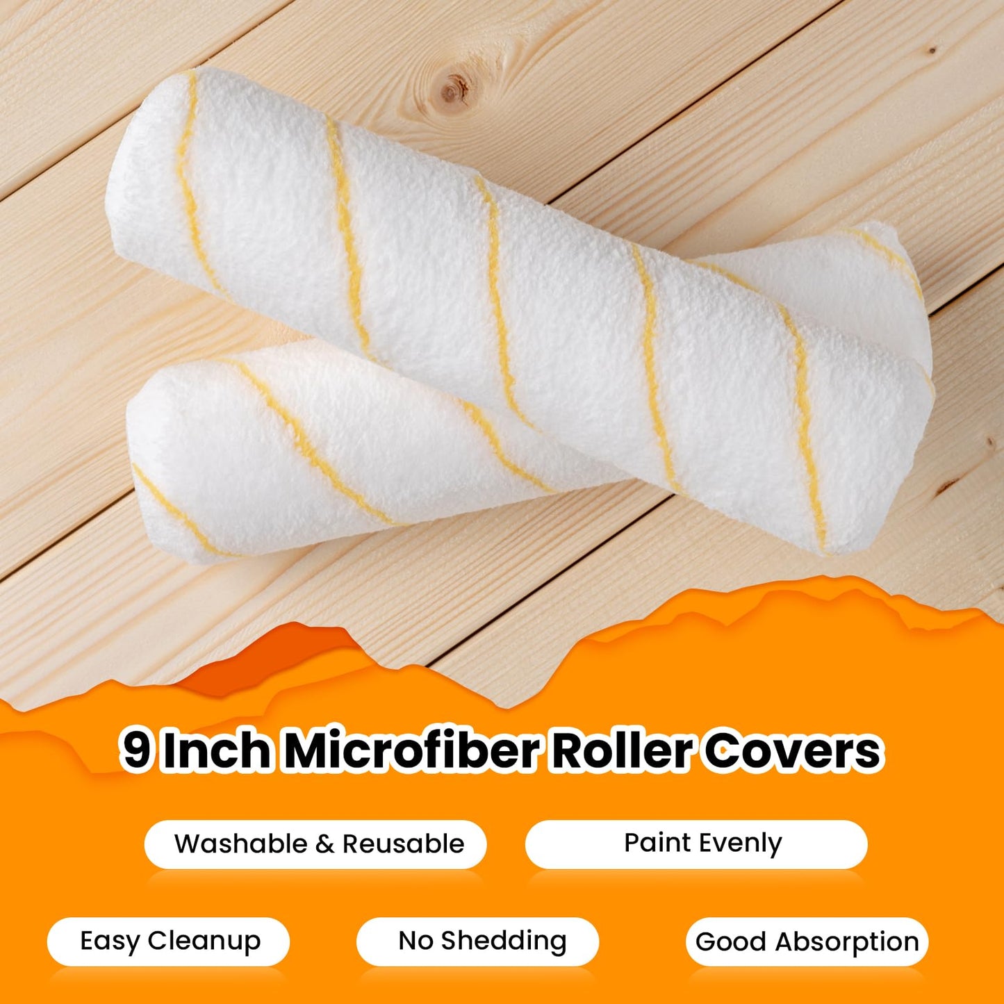 9 Inch 3/8" Nap Microfiber Paint Roller Covers-5/12/18 Pack