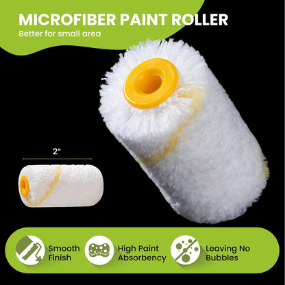 2 Inch Mini Microfiber & FoamPaint Roller Kit-12 Pack
