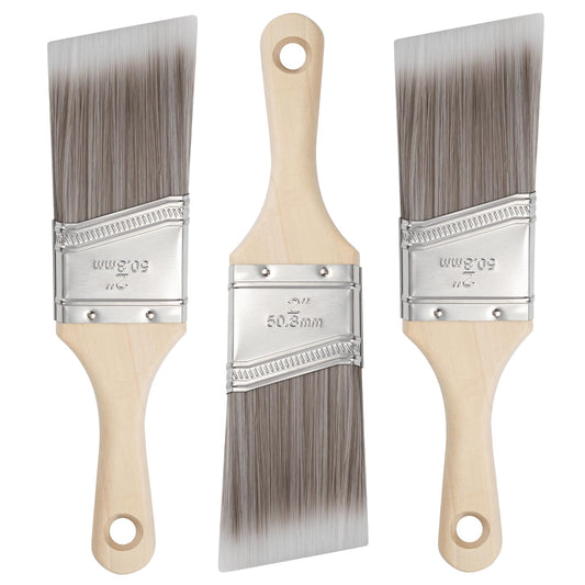 2 Inch, Angled Brushes with Short Handle, 3 Pack