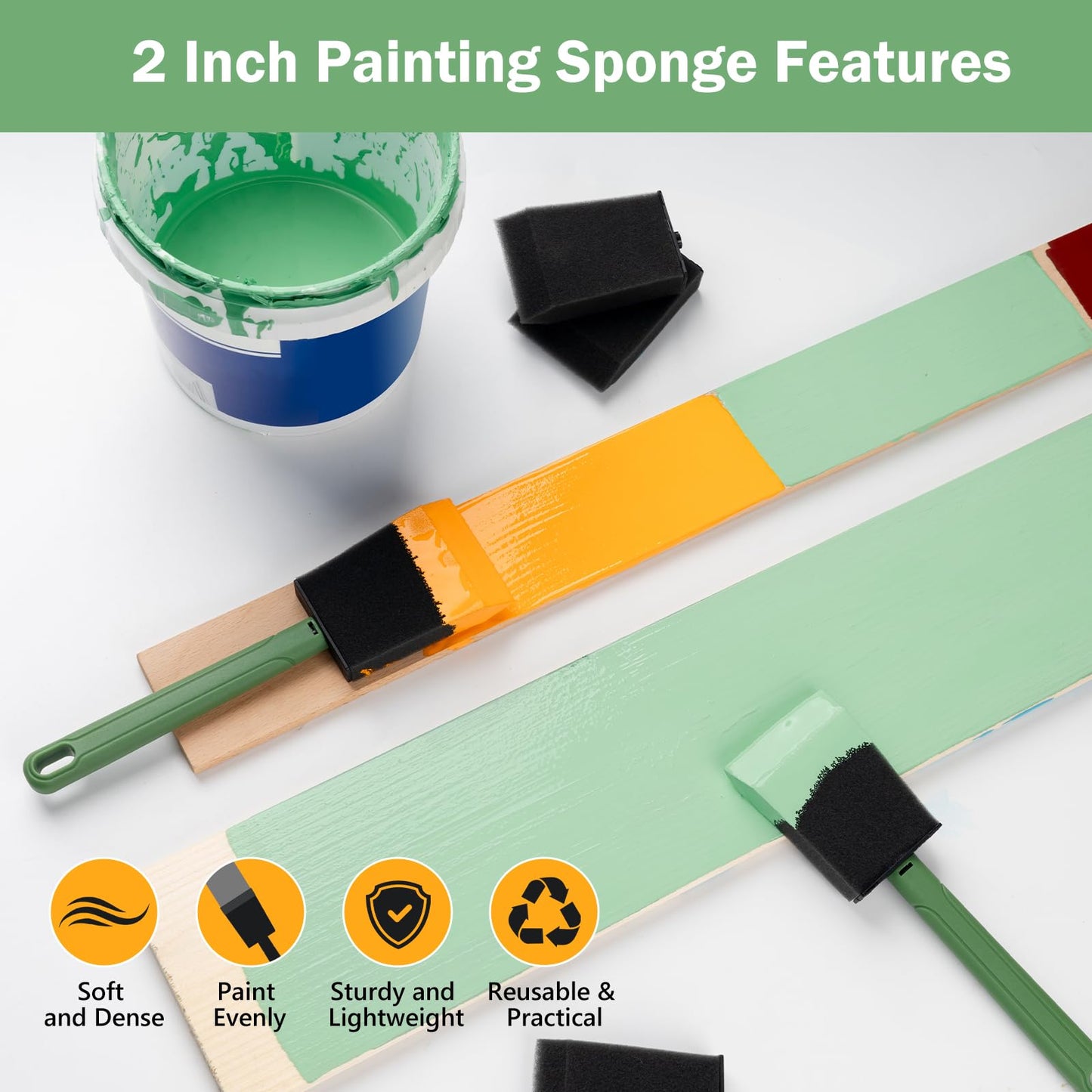 2 inch Sponge Brushes Set with Detachable Handle -8 pack