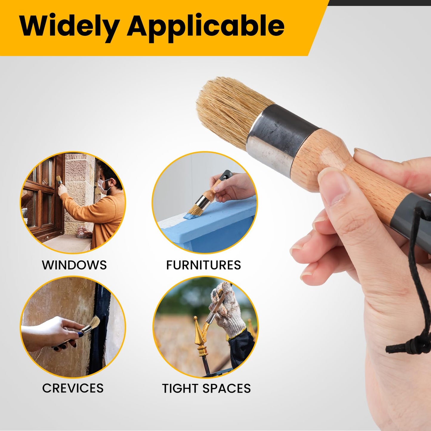 Chalk Paint Brush, 2 Pack Wax Brushes and Chalk Paint for Furniture DIY Art Crafts