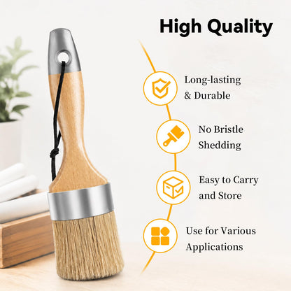 5 Pack Natural Bristle Chalk Paint Wax Brush Set